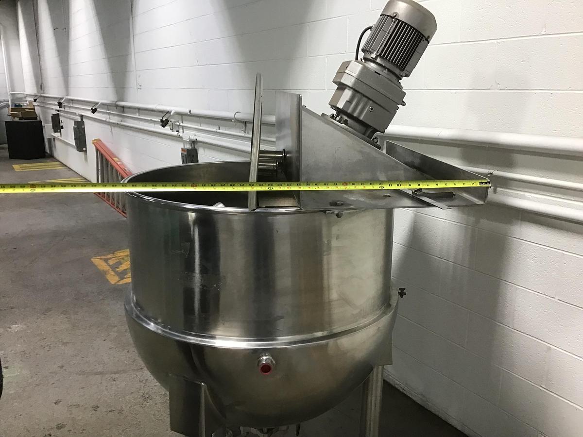 Used 100 GALLON HAMILTON SINGLE MOTION KETTLE - S/S - 90 PSI JACKET