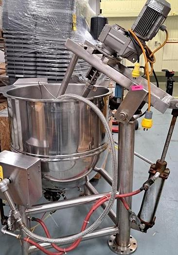 Refurbished 60 GALLON GROEN KETTLE WITH SINGLE MOTION INCLINE AGITATION - S/S - 60 PSI