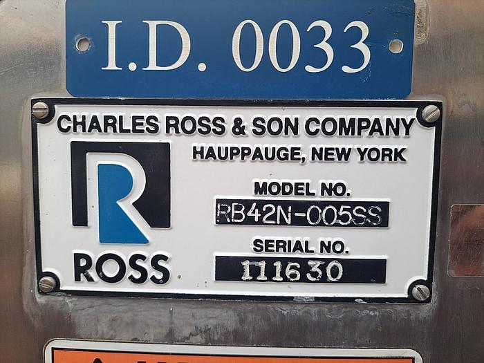Used 5 CU. FT. ROSS DOUBLE RIBBON MIXER S/S