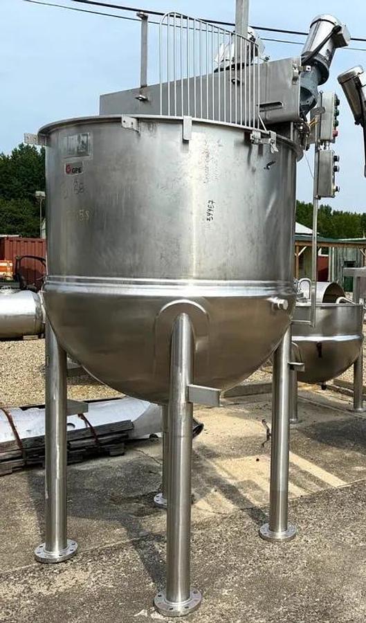 Used 300 GALLON GROEN TWIN ACTION INCLINE AGITATED KETTLE - S/S - 90 PSI