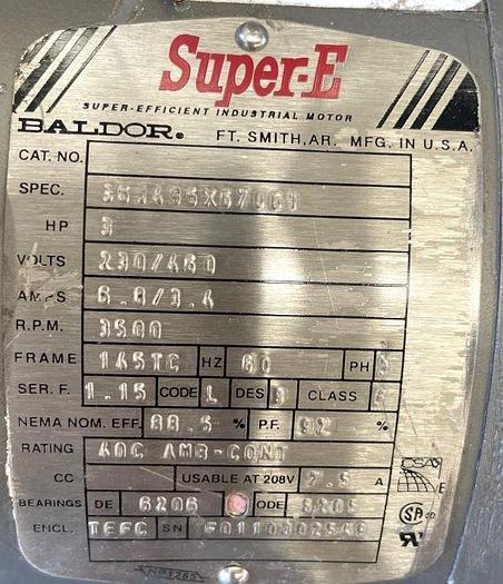 Used 3 HP SILVERSON HIGH SHEAR MIXER/EMULSIFIER - MODEL DX