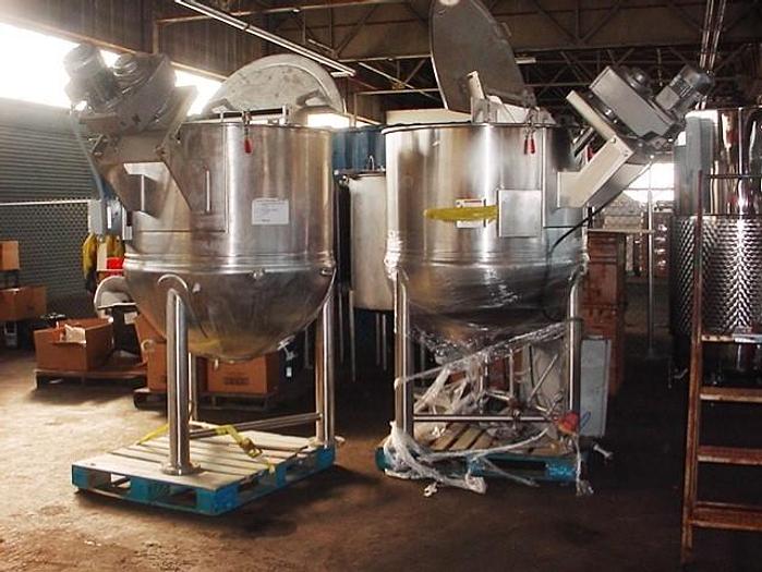 Used 200 GALLON LEE METAL S/S JACKETED KETTLE WITH AN ANGLED SWEEP AGITATOR