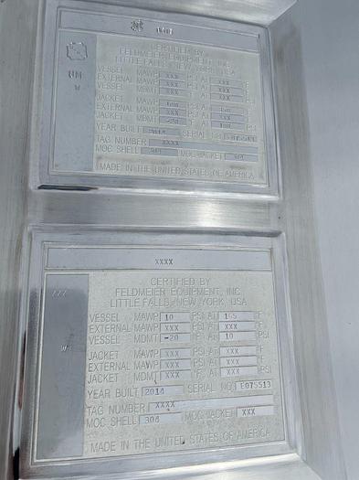 Used 7,500 GALLON FELDMEIER PROCESSOR TANK - SANITARY S/S - JACKETED