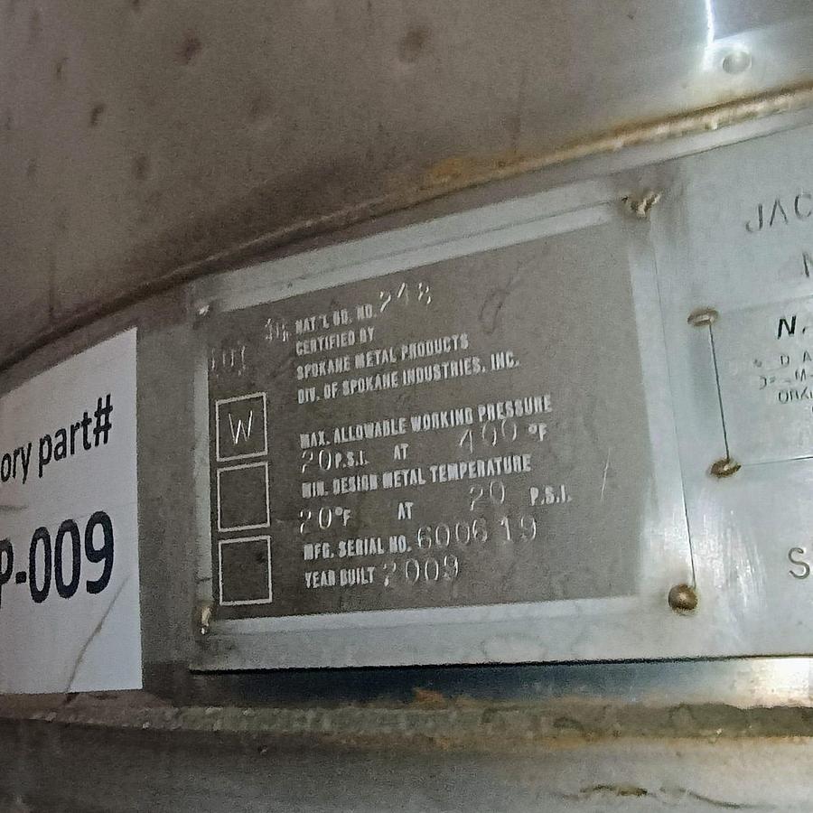 Used 1000 LITER CONE BOTTOM MIX TANK - JACKETED