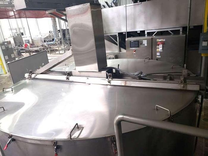 Used (3) 500 GALLON GROEN COOKER/COOLER KETTLES WITH SWEEP AGITATION AND SCRAPER BLADES - S/S - 50 PSI JACKET