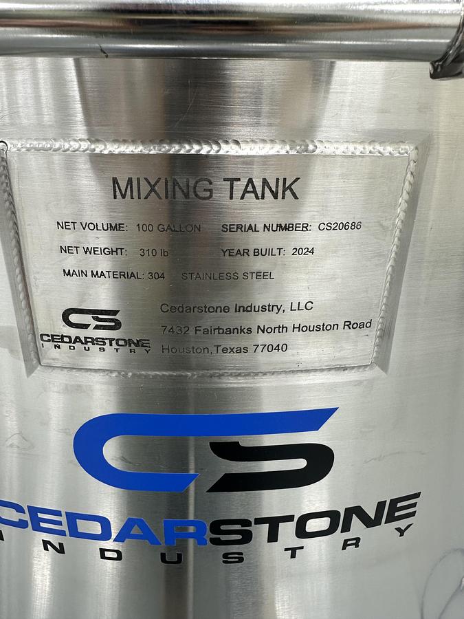 Used 100 GALLON CEDARSTONE MIXING TANK - T-304 SS
