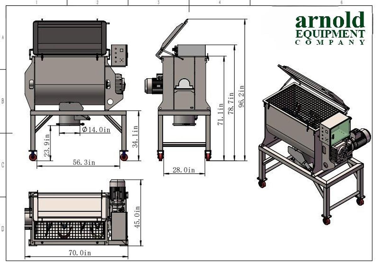 NEW 17.5 CU. FT. RIBBON BLENDER - S/S - 220V