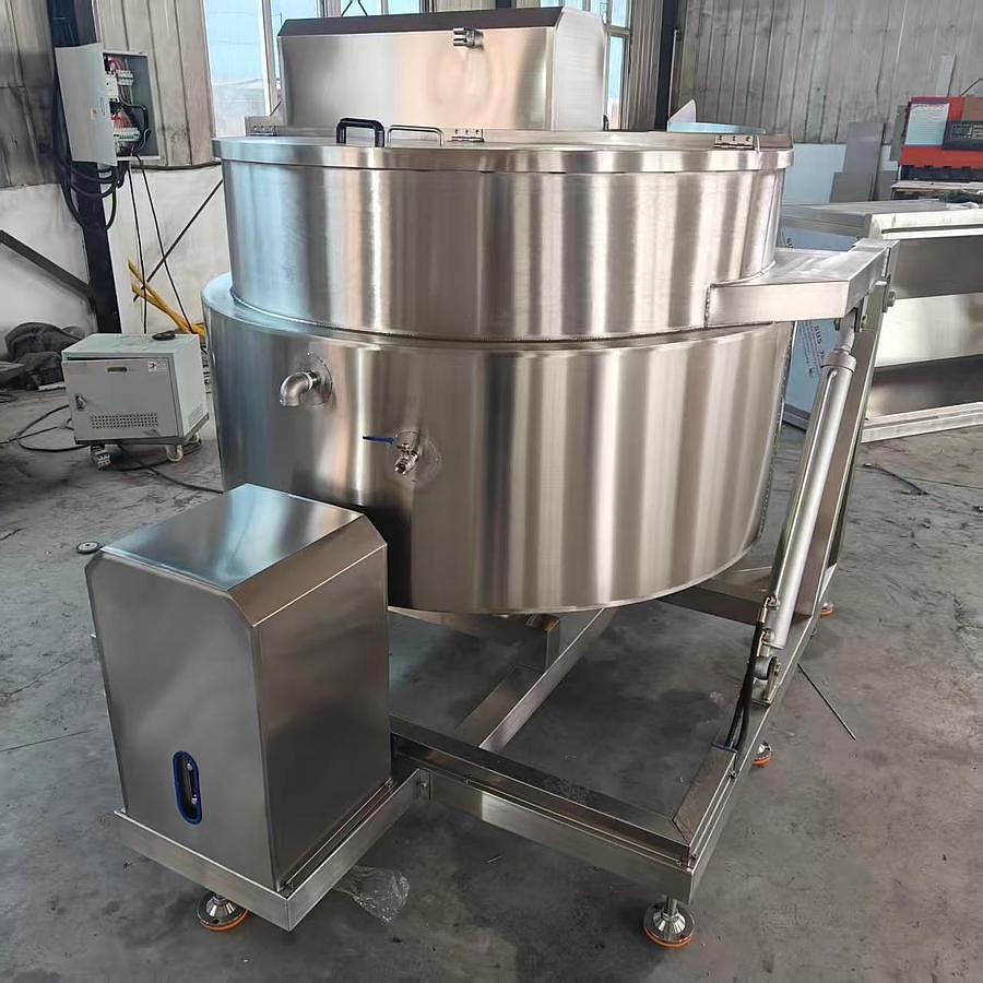 200 GALLON SANITARY TILTING KETTLE - ELECTRIC HEATED - VFD PADDLE MIXER