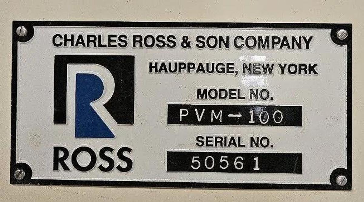 Used 100 GALLON ROSS TRIPLE MOTION MIXER - MODEL PVM-100 - S/S - VACUUM - JACKETED