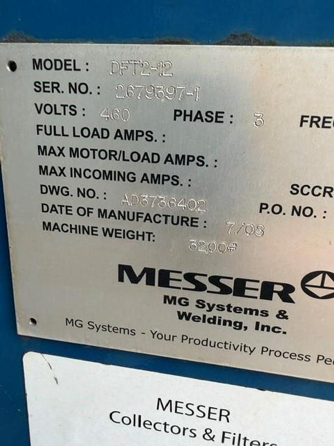 Refurbished DONALDSON-TORIT MODEL DFT2-12 CARTRIDGE TYPE DUST COLLECTOR - 6,000 CFM - AS-IS, WHERE-IS