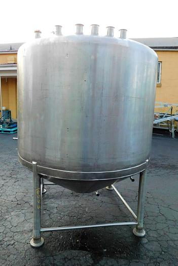 Used 1,000 GALLON APV CREPACO TANK - S/S - JACKETED - WITH CONE BOTTOM