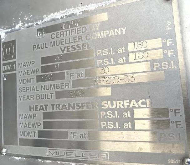 Used 2500 GALLON MUELLER TANKS (2) - 30 PSI