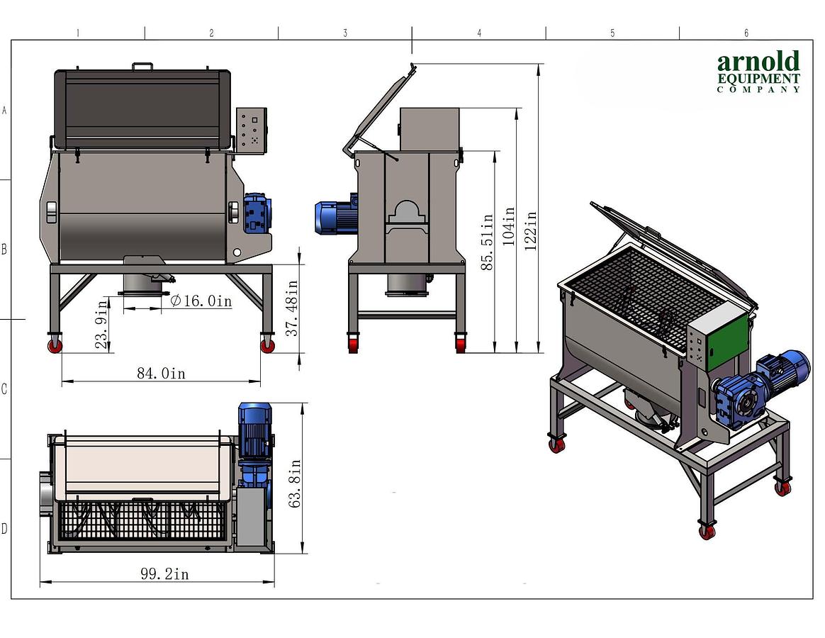 NEW 53 CU. FT. RIBBON BLENDER - S/S - 20 HP - 480V