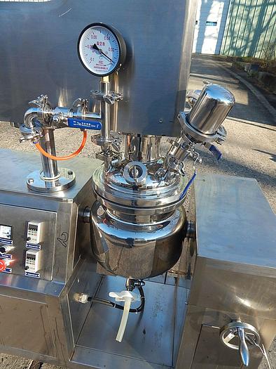Used LABORATORY VACUUM HOMOGENIZING MIXER - POLISHED S/S - JACKETED