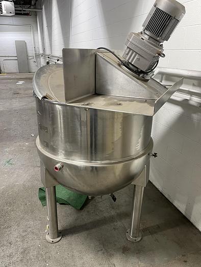 Used 100 GALLON HAMILTON SINGLE MOTION KETTLE - S/S - 90 PSI JACKET