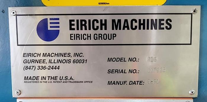 Used UNUSED EIRICH MODEL RV-16 HIGH INTENSITY MIXER - 900 L / 238 GAL - 75 HP