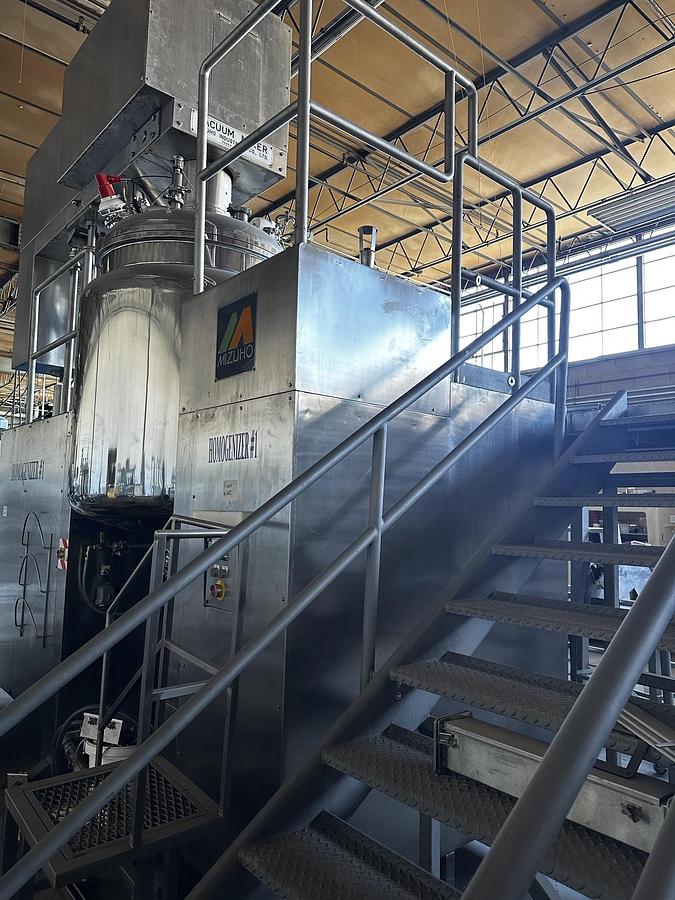 Used 560L/148G GALLON (WORKING) MIZUHO VT-1-1000 VACUUM HOMOGENIZING/EMULSIFYING MIXER