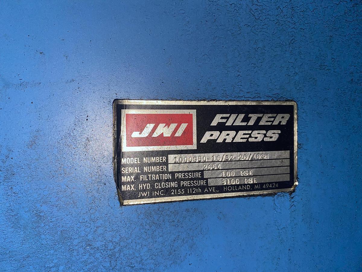 Used 40 CU. FT. US FILTER / JWI FILTER PRESS - 1000 MM - AUTOMATIC