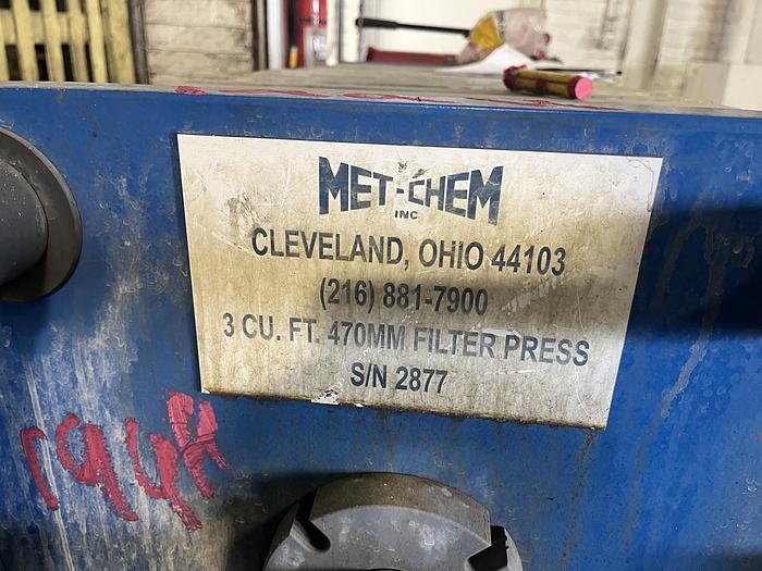 Used 3 CU. FT. MET-CHEM FILTER PRESS - 470 MM - C.G.R.