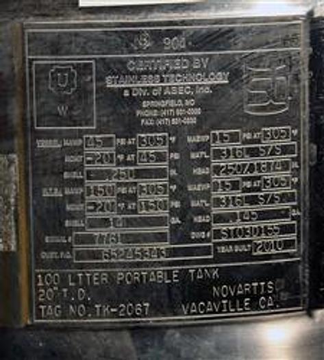 Used USED 100 LITE STAINLESS TECHNOLOGIES LIGHTNIN MIXER WITH REACTOR