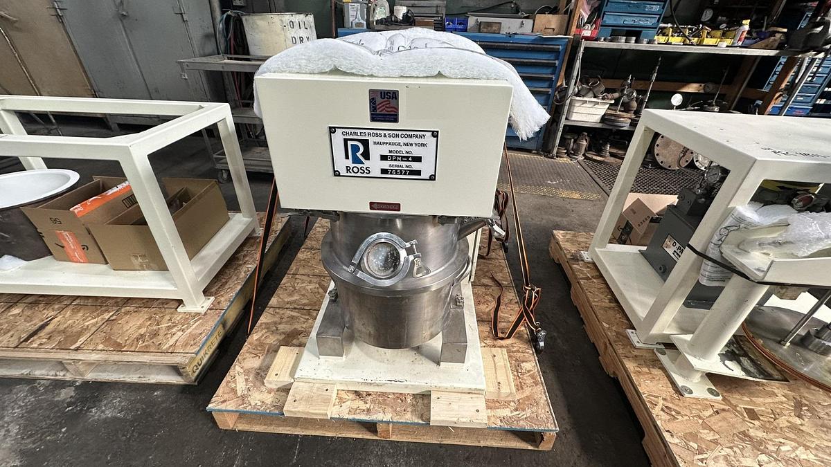 Used 4 GALLON ROSS DOUBLE PLANETARY MIXER WITH DISCHARGE RAM PRESS