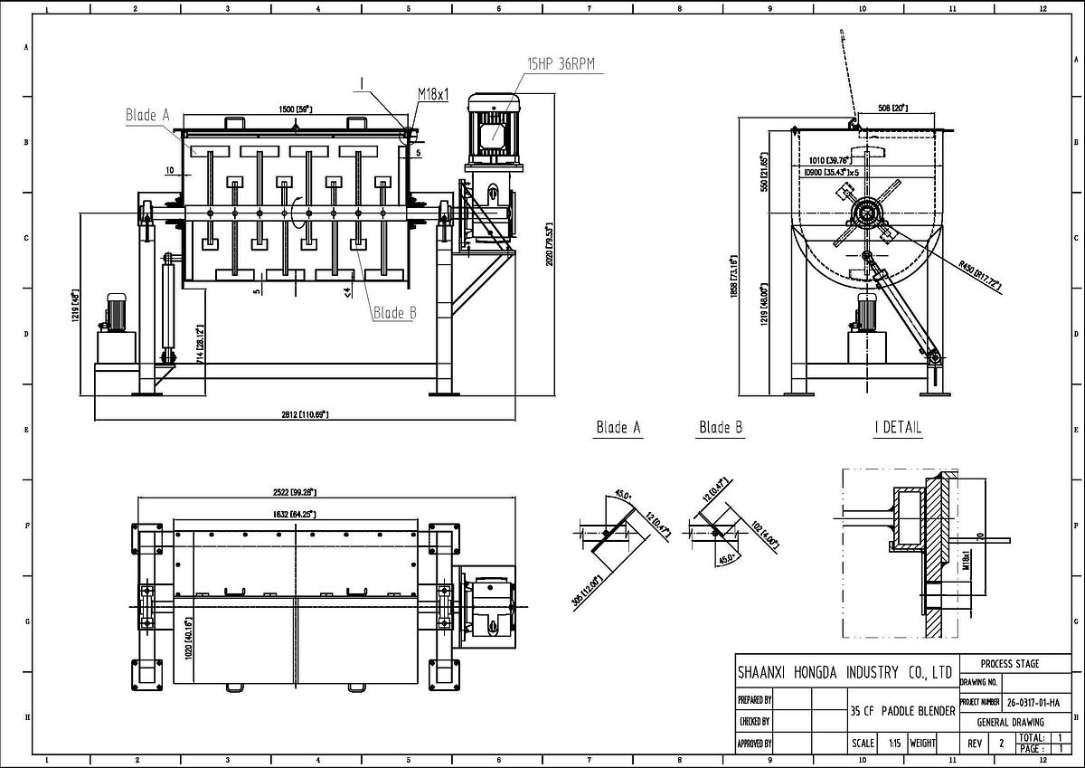 NEW 35 CU. FT. PADDLE BLENDER WITH TILT DISCHARGE - S/S