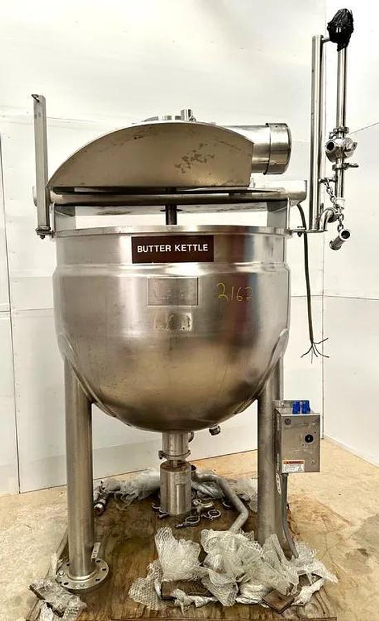 Used 150 GALLON LEE KETTLE WITH SWEEP AGITATION - 316 S/S - 80 PSI JACKET