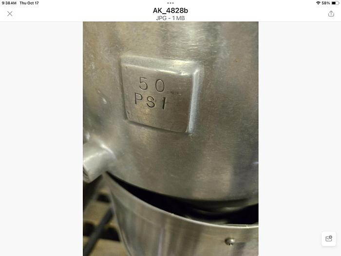 Used 2 GALLON ROSS MIX CAN - S/S - 50 PSI JACKET