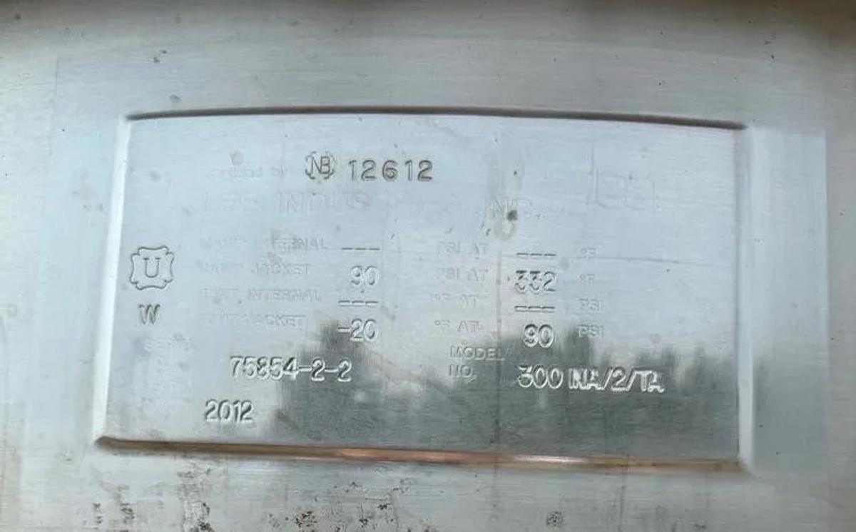 Used 300 GALLON GROEN TWIN ACTION INCLINE AGITATED KETTLE - S/S - 90 PSI