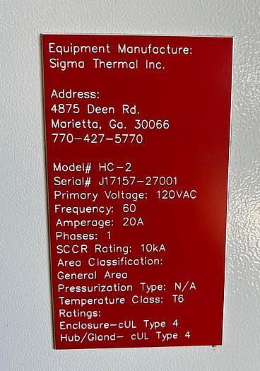 Used 250 KW/HR SIGMA THERMA INC. HOT OIL HEATER