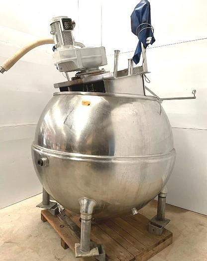 Used 500 GALLON GROEN KETTLE WITH INCLINE SWEEP SCRAPE AGITATION - 316 S/S - 100 PSI JACKET