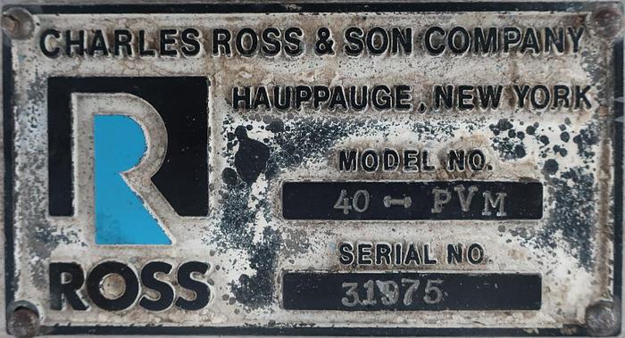 Used 40 GALON ROSS DUAL SHAFT MIXER - PVM-40 - S/S - VAC - JKTD.