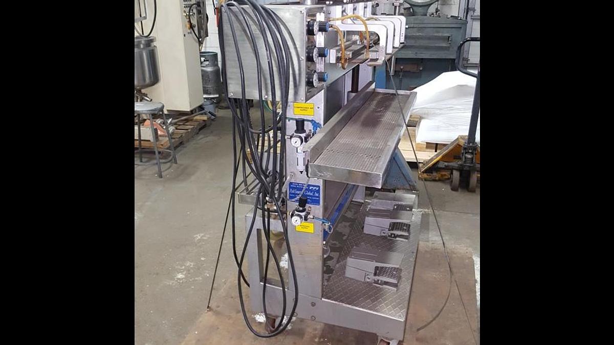 Used PAKSOURCE PSG MINI PMP POUCH FILLER/SEALER, LIQUID, STAINLESS STEEL