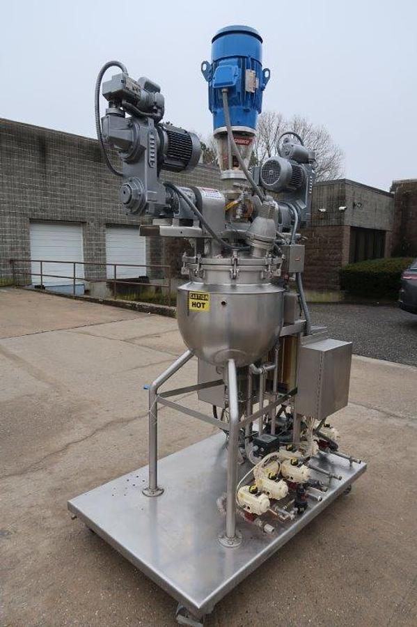 Used 50 LITER (13 GAL) GREERCO TRIPLE MOTION VACUUM KETTLE - S/S - JACKETED