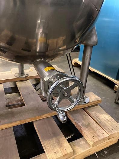 Used 100 GALLON GROEN DIRECT STEAM KETTLE - E-Z LIFT COVER