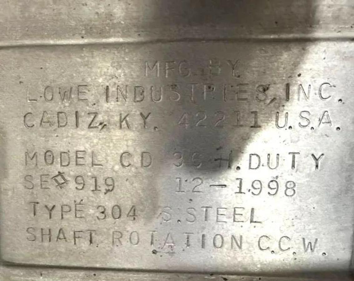 Used 36 CU. FT. LOWE RIBBON BLENDER - SANITARY S/S