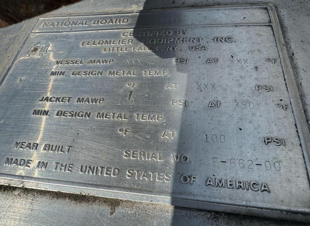 Used 6000 GALLON FELDMEIER MIX TANK - S/S - JACKETED