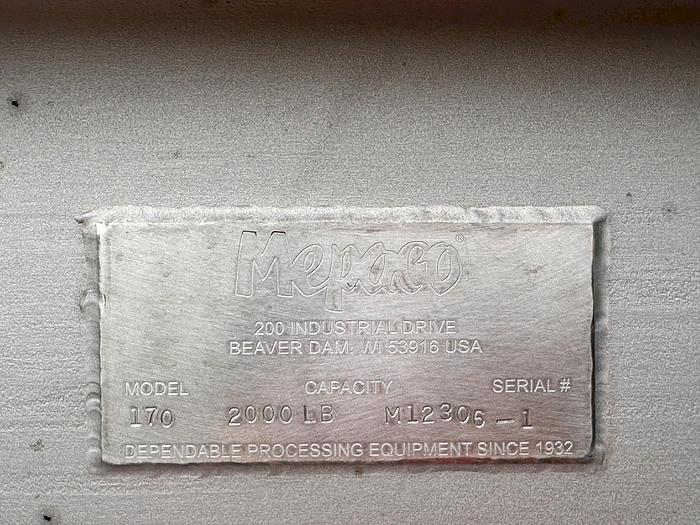 Used 40 CU. FT. MEPACO MODEL 170 - 2000# DUAL SHAFT RIBBON BLENDER - S/S