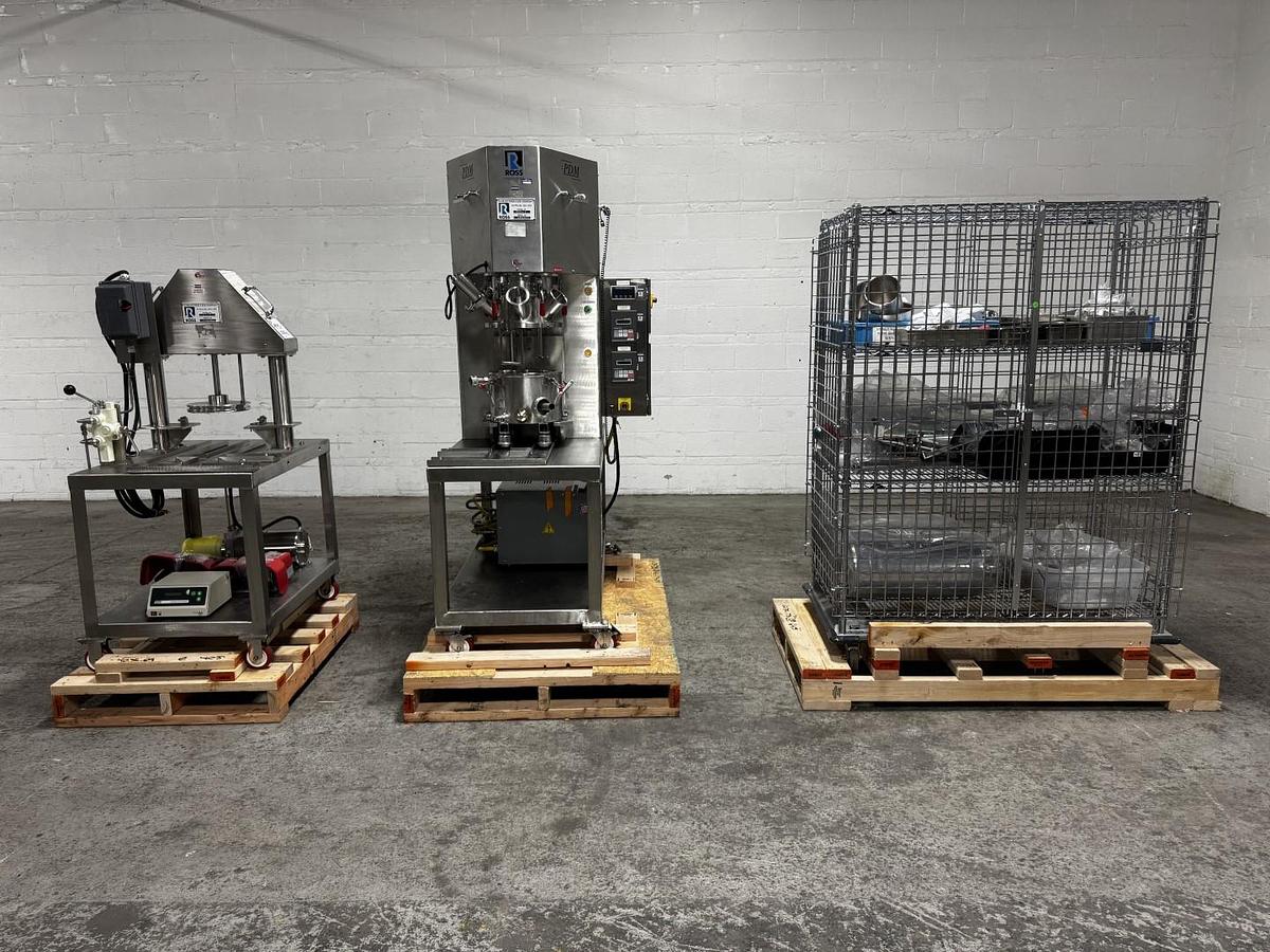 Used 2 GALLON ROSS PLANETARY DISPERSER WITH DISCHARGE RAM - 316L S/S - JACKETED