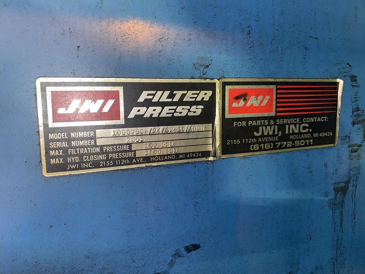 Used 40 CU. FT. US FILTER / JWI FILTER PRESS - 1000 MM - AUTOMATIC