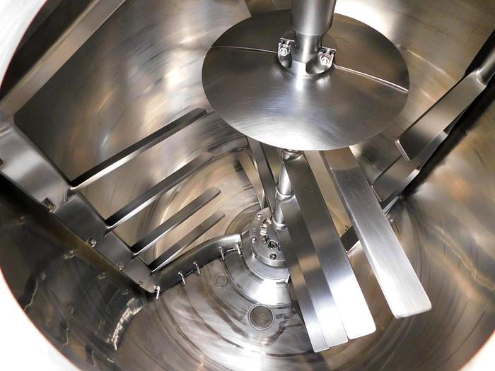 Used 500 LITER KRIEGER TRIPLE MOTION MIXER - 316L S/S - VACUUM - JACKETED