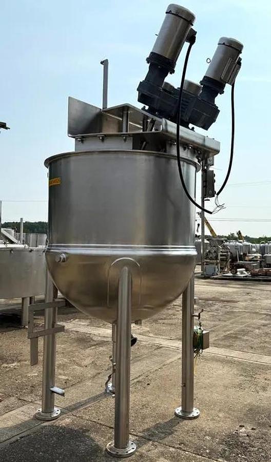 Used 300 GALLON GROEN TWIN ACTION INCLINE AGITATED KETTLE - S/S - 90 PSI