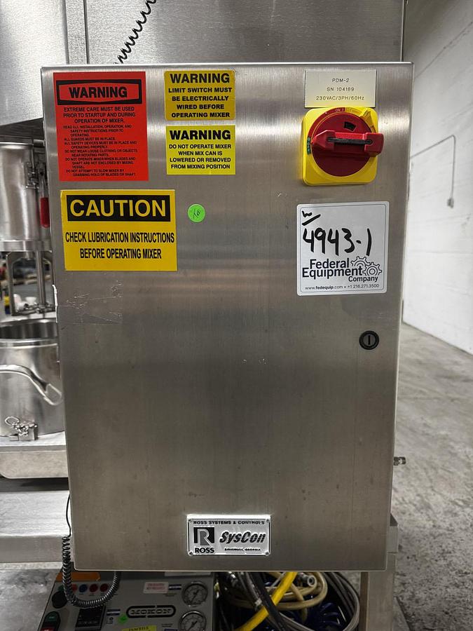 Used 2 GALLON ROSS PLANETARY DISPERSER WITH DISCHARGE RAM - 316L S/S - JACKETED