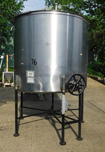 Used 1500 GALLON JLEM MOTOR OPEN TOP S/S MIXING TANK
