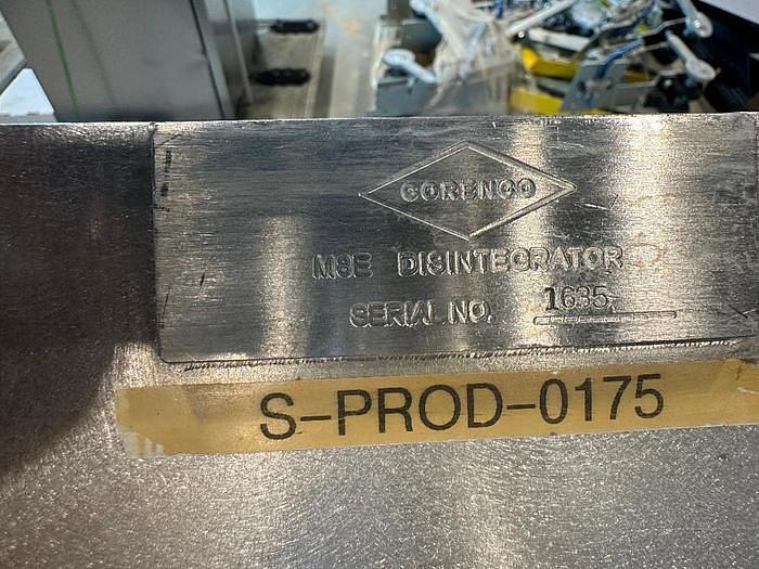 Used CORENCO M8E S/S ANGLED DISINTEGRATOR HAMMERMILL