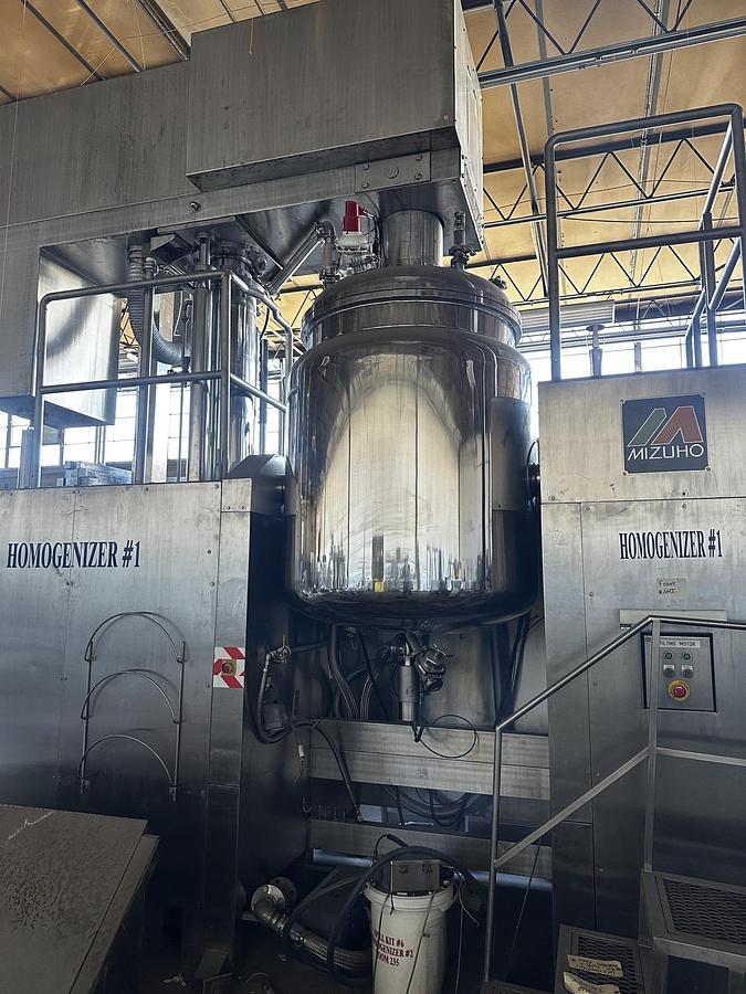Used 560L/148G GALLON (WORKING) MIZUHO VT-1-1000 VACUUM HOMOGENIZING/EMULSIFYING MIXER