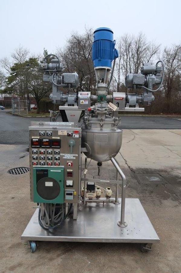 Used 50 LITER (13 GAL) GREERCO TRIPLE MOTION VACUUM KETTLE - S/S - JACKETED