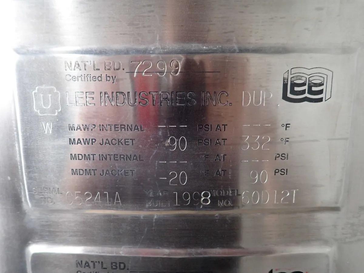 Used 60 GALLON LEE TRI-MIX TURBO SHEAR KETTLE – S/S – VACUUM – JACKETED