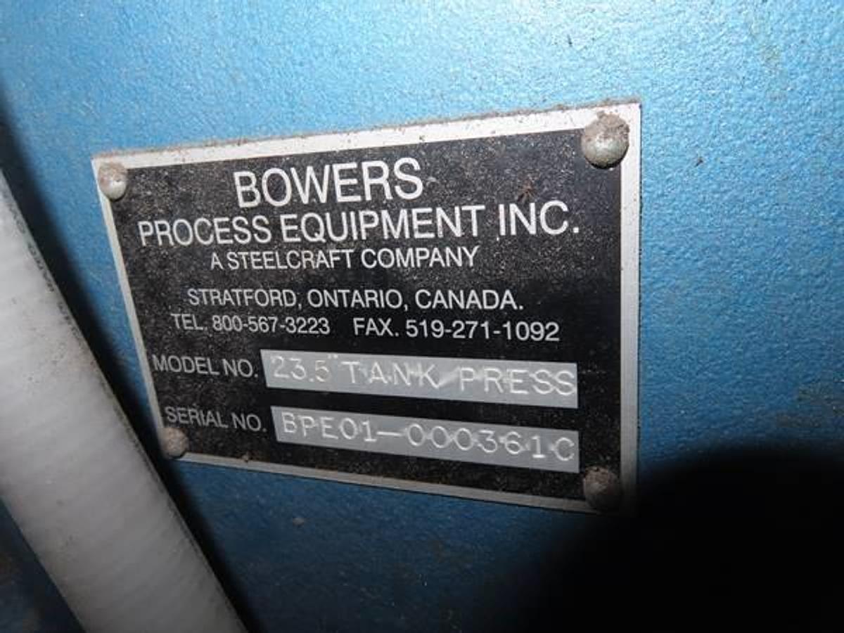 Used BOWERS HYDRAULIC TANK DISCHARGE RAM PRESS