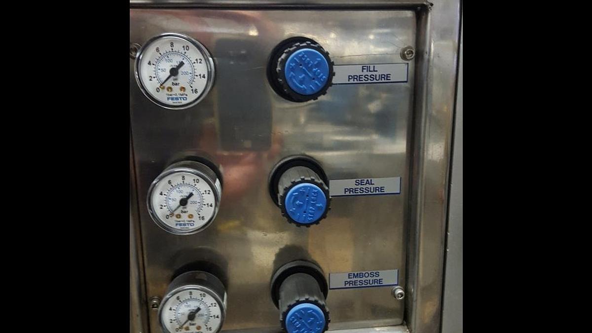 Used PAKSOURCE PSG MINI PMP POUCH FILLER/SEALER, LIQUID, STAINLESS STEEL